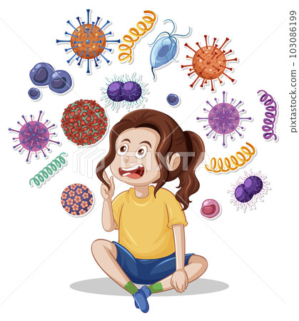 A girl surrounded by germs 103086199