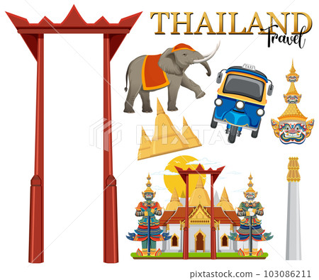 Set of elements about thailand tourist attraction Set of elements about thailand tourist attraction 103086211