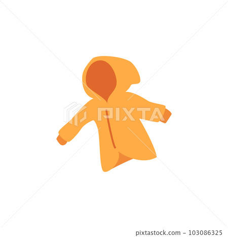 Yellow autumn waterproof raincoat flat vector illustration isolated on white. 103086325