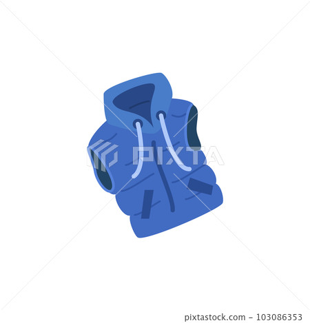 Warm puffer gilet or padded vest flat cartoon vector illustration isolated. 103086353
