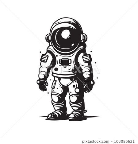 astronaut, logo concept black and white color, hand drawn illustration 103086621