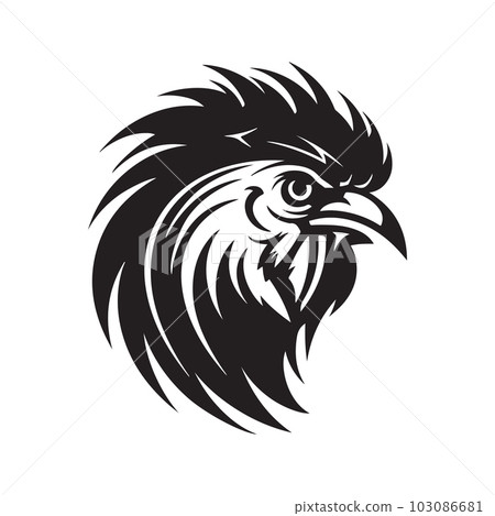 rooster, logo concept black and white color, hand drawn illustration 103086681