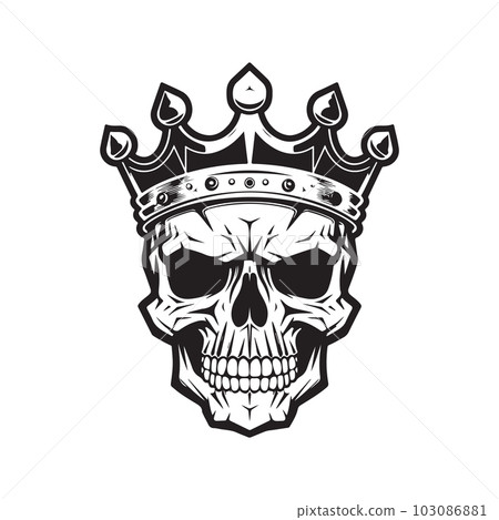 skull wearing crown, vector concept digital art, hand drawn illustration skull wearing crown, vector concept digital art, hand drawn illustration 103086881