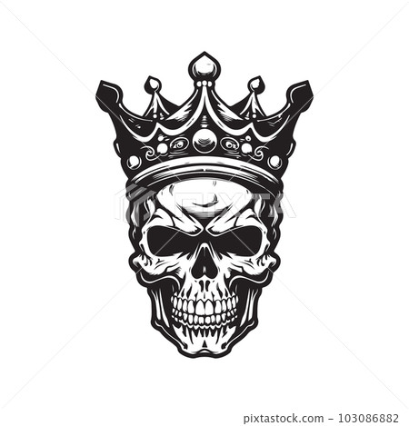 skull wearing crown, vector concept digital art, hand drawn illustration skull wearing crown, vector concept digital art, hand drawn illustration 103086882
