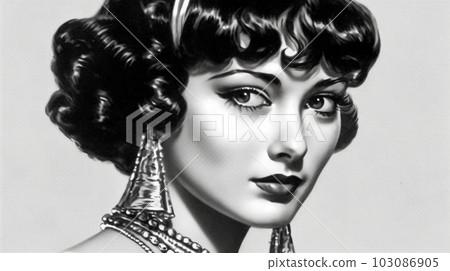 Painted portrait of a woman, retro style, vintage, Generated AI Painted portrait of a woman, retro style, vintage, Generated AI 103086905