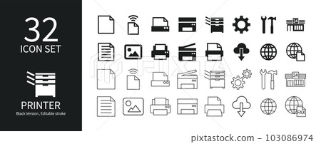 Icon set related to printers and scanners Icon set related to printers and scanners 103086974