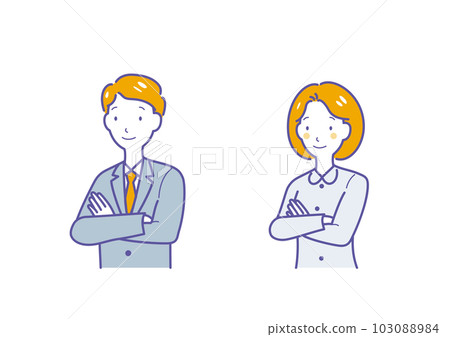 A man and a woman with arms A man and a woman with arms 103088984