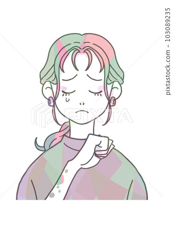 Woman in T-shirt who received DV (multi-color) 103089235