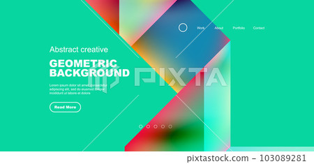 Triangles with fluid gradients, abstract landing page background. Minimal shapes composition for wallpaper, banner, background, leaflet, catalog, cover, flyer Triangles with fluid gradients, abstract landing page background. Minimal shapes composition for wallpaper, banner, background, leaflet, catalog, cover, flyer 103089281