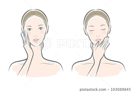 一個女人做皮膚護理的矢量圖 103089845