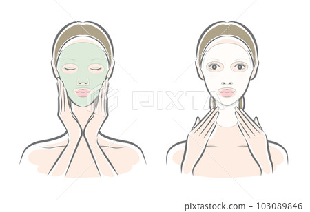 Vector illustration of a woman doing skin care 103089846