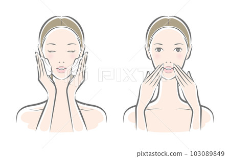 一個女人做皮膚護理的矢量圖 103089849