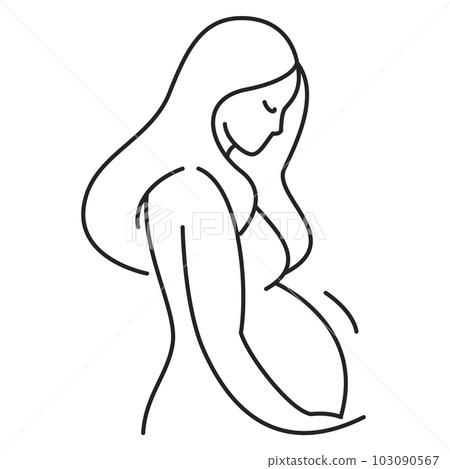 Pregnanat woman icon. Young woman expecting baby Pregnanat woman icon. Young woman expecting baby 103090567