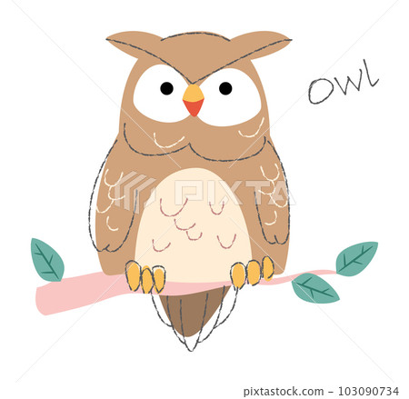 Owl bird . Cute animals cartoon characters . Flat shape and line stroke design . Vector illustration . Owl bird . Cute animals cartoon characters . Flat shape and line stroke design . Vector illustration . 103090734