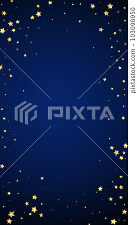 Magic stars vector overlay. Gold stars scattered around randomly, falling down, floating. Chaotic dreamy childish overlay template. Miraculous starry night vector on dark blue background. Magic stars vector overlay. Gold stars scattered around randomly, falling down, floating. Chaotic dreamy childish overlay template. Miraculous starry night vector on dark blue background. 103090950