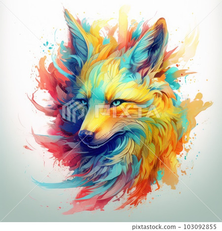 Colorful digital illustration: Wolf graphic design Colorful digital illustration: Wolf graphic design 103092855