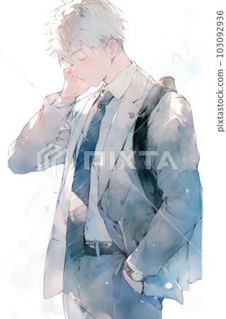 水彩風格插圖:幻想男性藝術 水彩風格插圖:幻想男性藝術 103092936