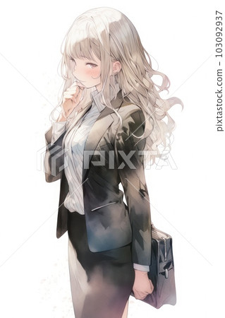 水彩風格插圖：職業女性、職業女性 103092937