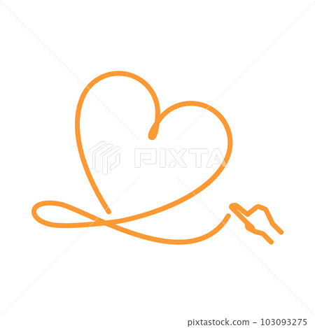 用手指繪製的橙色心形插圖 用手指繪製的橙色心形插圖 103093275