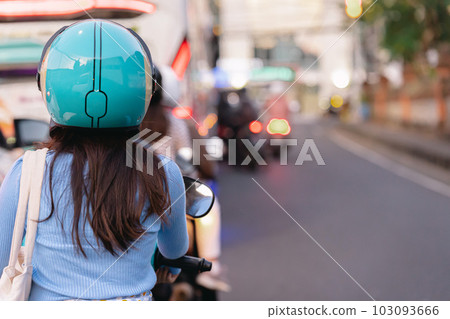 traffic jam on Bali road Bali, Indonesia A large number of motorcycles creates traffic jams on the island traffic jam on Bali road Bali, Indonesia A large number of motorcycles creates traffic jams on the island 103093666