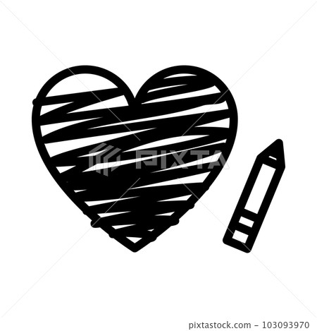 Illustration of heart and pencil like black graffiti 103093970