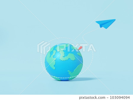 Indigo paper airplane with map of different needles on the earth in blue background. Minimal card cute light smooth. creative visual navigation education learning concept Indigo paper airplane with map of different needles on the earth in blue background. Minimal card cute light smooth. creative visual navigation education learning concept 103094094