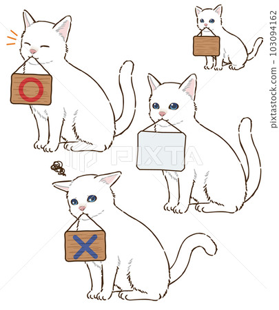 White cat holding a signboard (short hair) White cat holding a signboard (short hair) 103094162