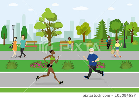 Public park and different active people 103094657