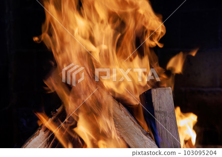 Traditional pizza oven burning firewood for purpose of cooking pizza Traditional pizza oven burning firewood for purpose of cooking pizza 103095204