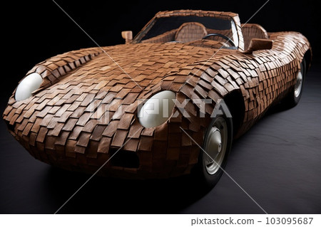 Crocodile skin Luxury futuristic convertible sport car illustration generative ai 103095687