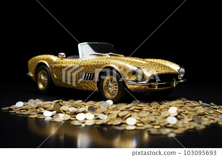 gold coins Luxury futuristic convertible sport car illustration generative ai gold coins Luxury futuristic convertible sport car illustration generative ai 103095693