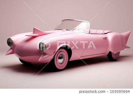 pink flamingo Luxury futuristic convertible sport car illustration generative ai 103095694