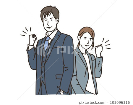 做膽量姿勢的男性和女性商人 103096316