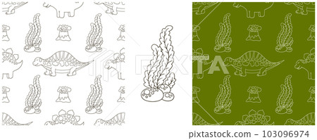 Dinosaurs of the Jurassic period. Coloring Set dinosaurs seamless pattern Dinosaurs of the Jurassic period. Coloring Set dinosaurs seamless pattern 103096974