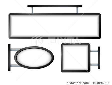 Rectangular signage light box signboard. Black metal outdoor mock up. Vector Rectangular signage light box signboard. Black metal outdoor mock up. Vector 103096985