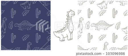 Dinosaurs of the Jurassic period. Coloring Set dinosaurs seamless pattern 103096986