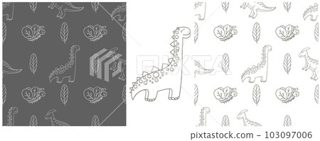 Dinosaurs of the Jurassic period. Coloring Set dinosaurs seamless pattern Dinosaurs of the Jurassic period. Coloring Set dinosaurs seamless pattern 103097006