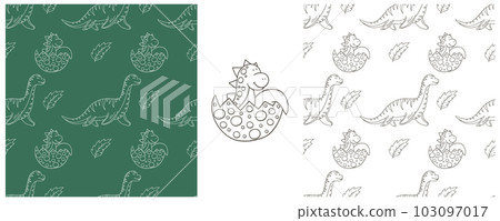 Dinosaurs of the Jurassic period. Coloring Set dinosaurs seamless pattern Dinosaurs of the Jurassic period. Coloring Set dinosaurs seamless pattern 103097017