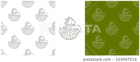 Dinosaurs of the Jurassic period. Coloring Set dinosaurs seamless pattern 103097018