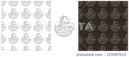 Dinosaurs of the Jurassic period. Coloring Set dinosaurs seamless pattern 103097019