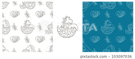 Dinosaurs of the Jurassic period. Coloring Set dinosaurs seamless pattern Dinosaurs of the Jurassic period. Coloring Set dinosaurs seamless pattern 103097036