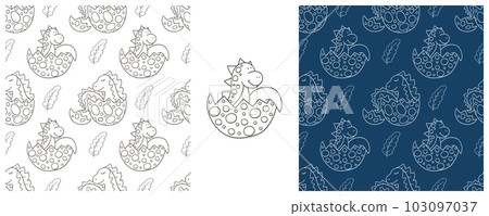 Dinosaurs of the Jurassic period. Coloring Set dinosaurs seamless pattern 103097037