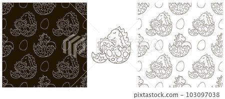 Dinosaurs of the Jurassic period. Coloring Set dinosaurs seamless pattern Dinosaurs of the Jurassic period. Coloring Set dinosaurs seamless pattern 103097038