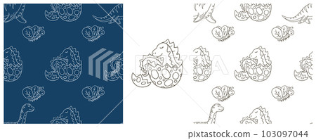 Dinosaurs of the Jurassic period. Coloring Set dinosaurs seamless pattern Dinosaurs of the Jurassic period. Coloring Set dinosaurs seamless pattern 103097044