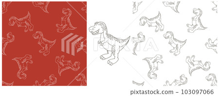 Dinosaurs of the Jurassic period. Coloring Set dinosaurs seamless pattern 103097066