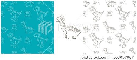 Dinosaurs of the Jurassic period. Coloring Set dinosaurs seamless pattern Dinosaurs of the Jurassic period. Coloring Set dinosaurs seamless pattern 103097067
