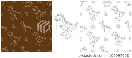 Dinosaurs of the Jurassic period. Coloring Set dinosaurs seamless pattern Dinosaurs of the Jurassic period. Coloring Set dinosaurs seamless pattern 103097068