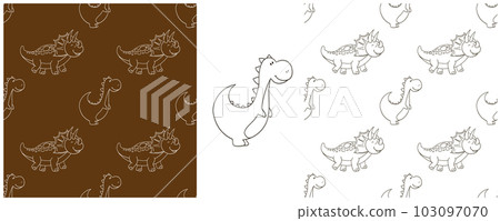 Dinosaurs of the Jurassic period. Coloring Set dinosaurs seamless pattern 103097070