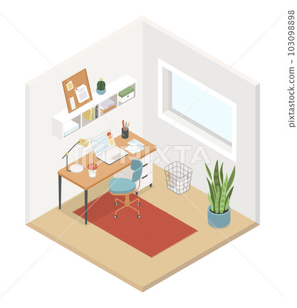 Home office room - modern vector colorful isometric illustration 103098898