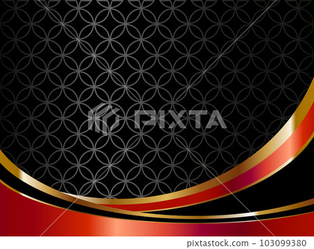 Luxurious lines and cloisonné pattern background horizontal position black & red 103099380